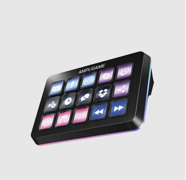 Controlador de transmisión FIFINE AmpliGame D6 con 15 teclas personalizadas
