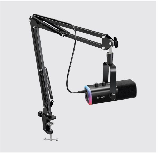 Fifine AM8T Micrófono USB/XLR RGB con Filtro Antipop
